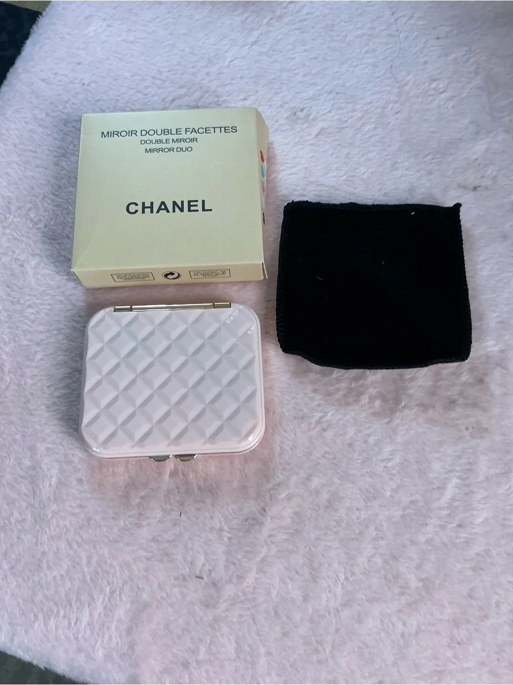 Chanel Beauty Pink Quilted Double-Sided Mirror Box Pouch